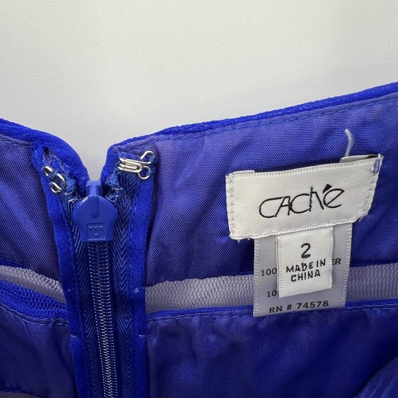 90s Y2K Cache Silk Dress Size 2 Mesh Cutout Flutter Sweetheart Party Cocktail - Picture 10 of 16